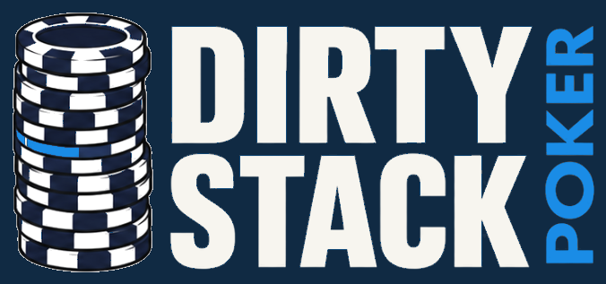 DirtyStack Poker primary lockup reversed on Deep Navy