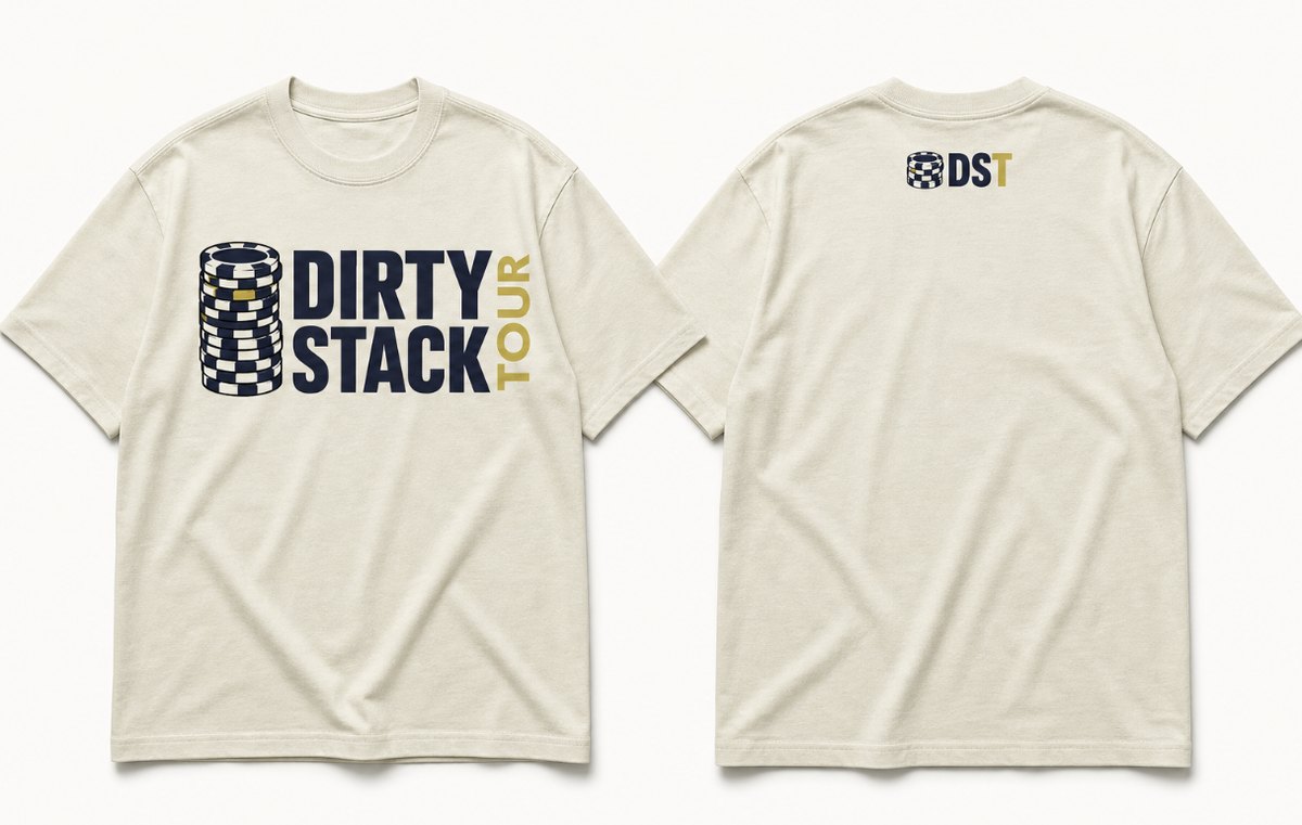 Warm white tee with Tour primary lockup print